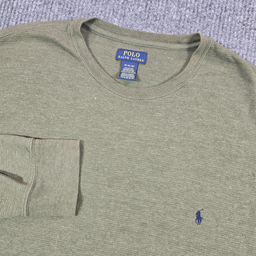 Polo Ralph Lauren Shirt Mens 4X Green Long Sleeve Waffle Crewneck Pony Logo